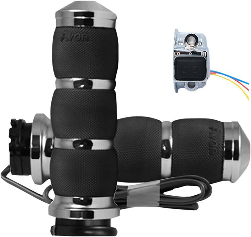 Heated Grips Black / Chrome For Harley Davidson FLD 1690 2012-13 - 14 CM