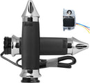 Heated Grips Black / Chrome For Harley Davidson FLD 1690 2012-2013 - 25.4 MM