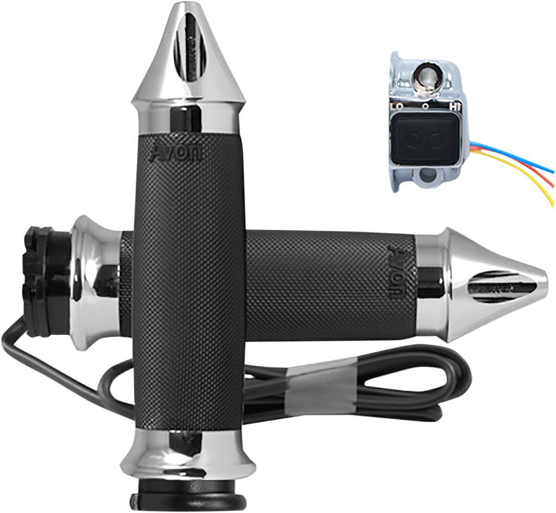 Heated Grips Black / Chrome For Harley Davidson FLD 1690 2012-2013 - 25.4 MM