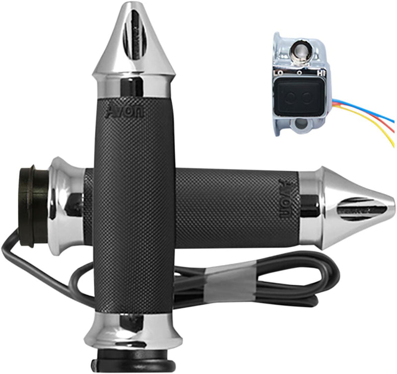 Heated Grips Black / Chrome For Harley Davidson FLDE 1750 ABS 2018-2020 - 14 CM