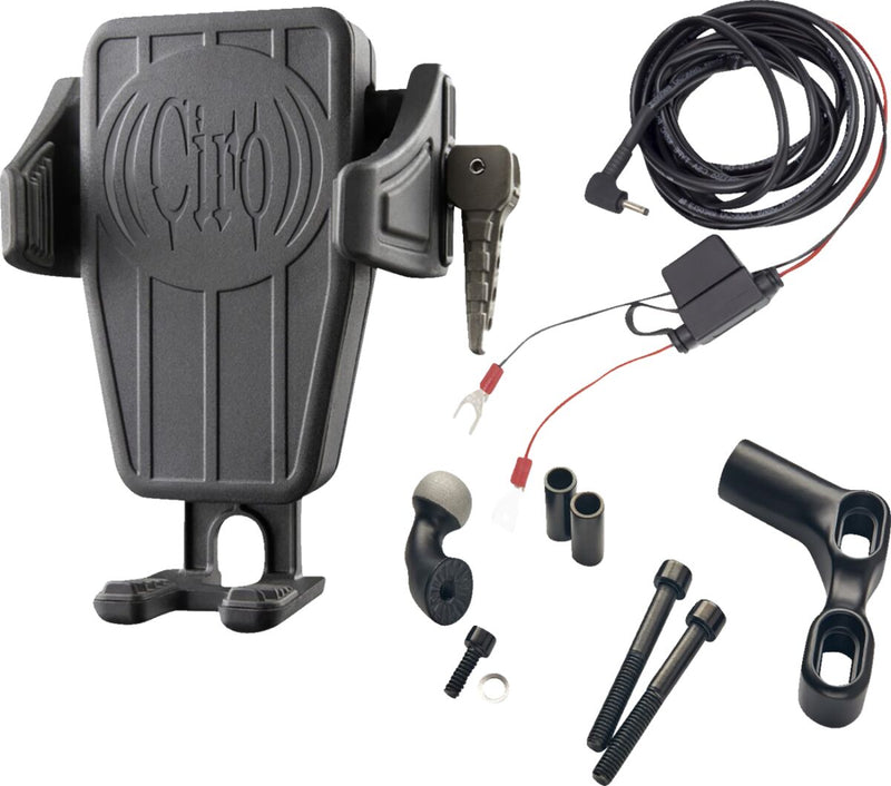 Gen 2 Cybercharger Phone Holder Black / Flat For Harley Davidson FLD 1690 2012-2013