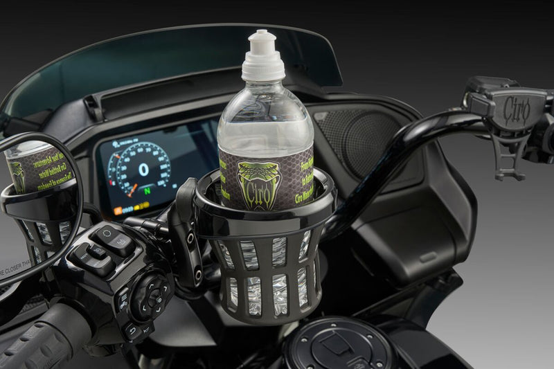 Gen 2 Drink Holder Black / Polished For Harley Davidson FLD 1690 2012-2016 - Universal