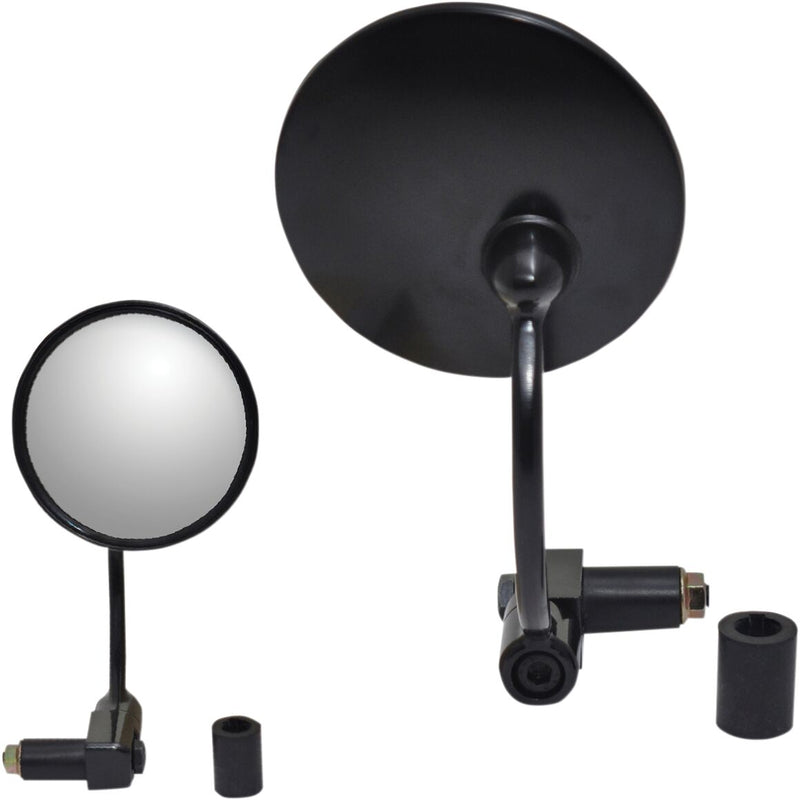 Mirror 7/8" Bar End Round Black