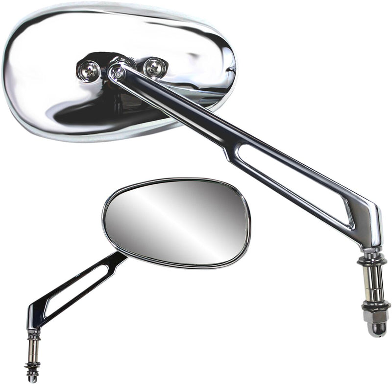 Billet Oval Long Stem Mirror Chrome