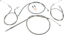 Stainless Handlebar Cable/Line Kit Clear-Coated / Silver For Yamaha XVS 650 1998-2016 - 30.5 CM - 35.5 CM