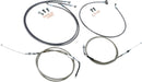 Stainless Handlebar Cable/Line Kit Clear-Coated / Silver For Yamaha XV 1900 2006-2007 - 30.5 CM - 35.5 CM