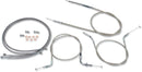 Stainless Handlebar Cable/Line Kit Clear-Coated / Silver For Yamaha XVS 1300 A 2007-2015 - 30.5 CM - 35.5 CM