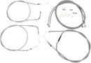 Stainless Handlebar Cable/Line Kit Clear-Coated / Silver For Yamaha XV 1600 A 1999-2003 - 38 CM - 43 CM