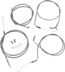 Stainless Handlebar Cable/Line Kit Clear-Coated / Silver For Yamaha XVS 650 A 1998-2011 - 45.5 CM - 51 CM