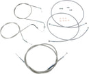 Stainless Handlebar Cable/Line Kit Clear-Coated / Silver For Yamaha XVS 1300 A 2007-2015 - 45.5 CM - 51 CM