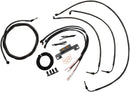 Complete Midnight Braided 12 Inch Handlebar Cable/Brake Line Kit Black / Clear-Coated / Natural For Harley Davidson FLHR 1750
