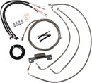 Complete Braided Handlebar Cable/Brake Line Kit Clear-Coated / Natural For Harley Davidson FLHR - 38 CM - 43 CM