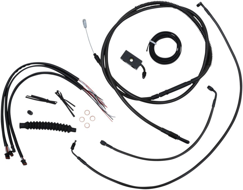 Complete Midnight Braided Handlebar Cable/Brake Line Kit Black / Clear-Coated / Natural For Harley Davidson FLHRC 1450 - 38 CM - 43 CM