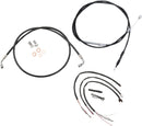 Complete Black Vinyl Braided Handlebar Cable/Brake Line Kit Black / Clear-Coated / Natural For Harley Davidson FLFB 1750