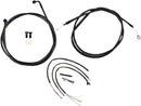 Complete Midnight Braided Handlebar Cable/Brake Line Kit Black / Clear-Coated / Natural For Harley Davidson FLHRS 1450 - 38 CM - 43 CM