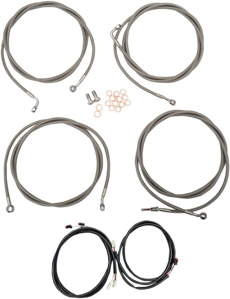 Complete Plug-and-Play Cable Kit Clear-Coated / Natural For Harley Davidson FLHR 1750  - 38 CM - 43 CM