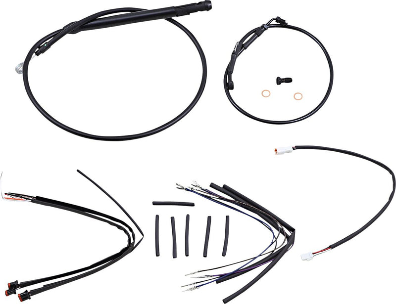 Complete Black Vinyl Handlebar Cable/Brake Line Kit For 12" Ape Hanger Handlebars For Harley Davidson FLSB 1750 ABS 2019-2024