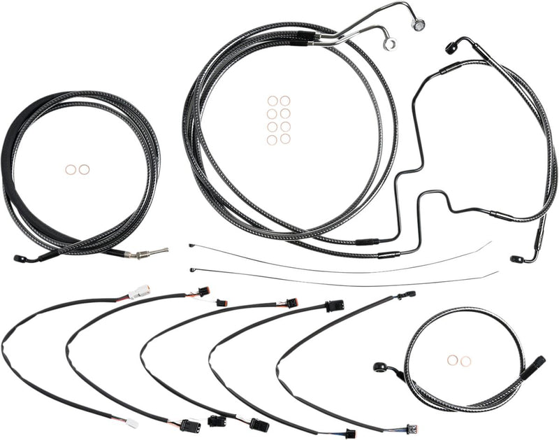 KARBONFIBR Designer Handlebar Installation Kit Carbon Fiber / Silver For Harley Davidson FLHRXS 1750 ABS - 30.5 CM - 35.5 CM