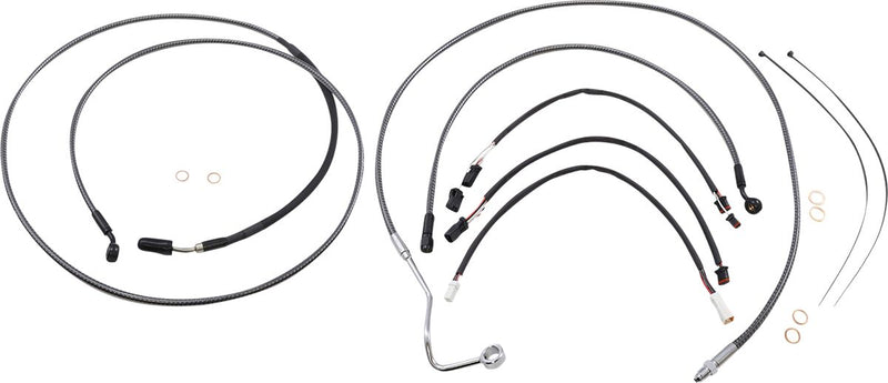 KARBONFIBR Designer Handlebar Installation Kit Carbon Fiber / Silver For Harley Davidson FLHT 1750 ABS - 30.5 CM - 35.5 CM