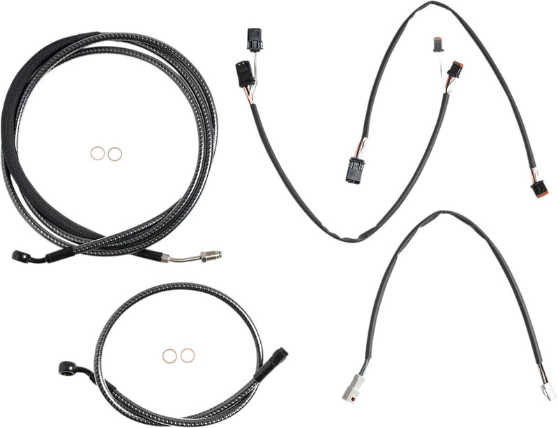 KARBONFIBR Designer Handlebar Installation Kit Carbon Fiber / Silver For Harley Davidson FLTRU 1868 ABS - 30.5 CM - 35.5 CM