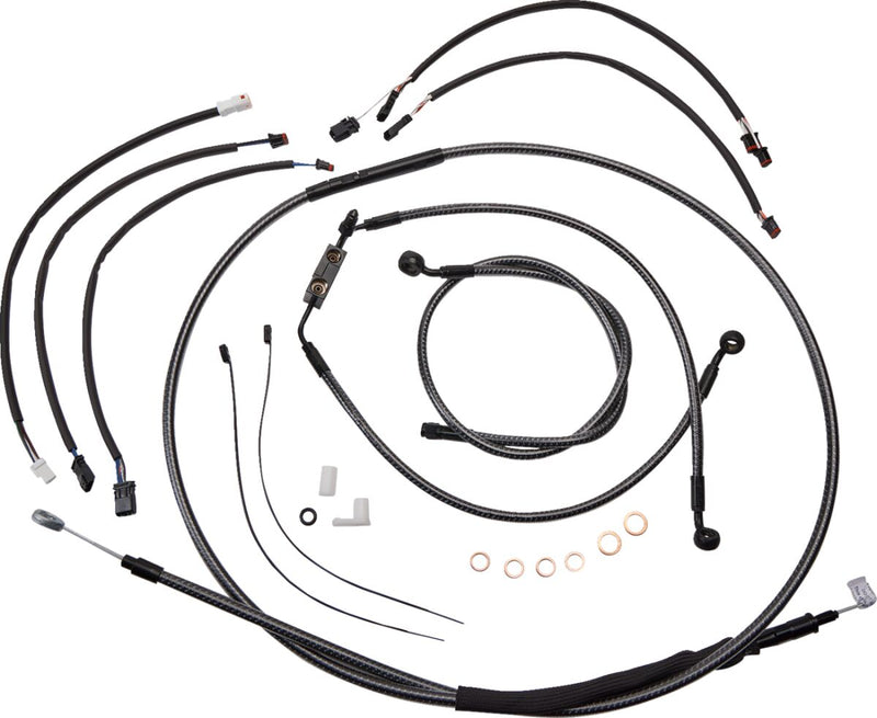 KARBONFIBR Designer Handlebar Installation Kit Carbon Fiber / Silver For Harley Davidson FXFBS 1868 ABS - 30.5 CM - 35.5 CM