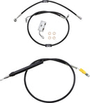 Standard Black Vinyl Braided 16 Inch Handlebar Cable/Brake Line Kit Black / Natural For Harley Davidson FLDE 1750 ABS