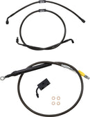 Standard Midnight Braided 16 Inch Handlebar Cable/Brake Line Kit Black / Clear-Coated For Harley Davidson FLDE 1750 ABS