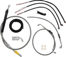 Complete Stainless Braided 16 Inch Handlebar Cable/Brake Line Kit Clear-Coated / Natural For Harley Davidson FLDE 1750 ABS