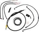Complete Midnight Braided 16 Inch Handlebar Cable/Brake Line Kit Black / Clear-Coated / Natural For Harley Davidson FLDE 1750 ABS