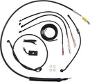 Complete Midnight Braided Handlebar Cable/Brake Line Kit Black / Clear-Coated / Natural For Harley Davidson FLDE 1750 - 45.5 CM - 51 CM