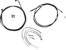 Complete Midnight Braided Handlebar Cable/Brake Line Kit Black / Clear-Coated / Natural For Harley Davidson FLDE 1750 - 30.5 CM - 35.5 CM