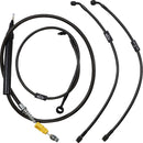 Standard Midnight Braided 16 Inch Handlebar Cable/Brake Line Kit Black / Clear-Coated For Harley Davidson FLDE 1750
