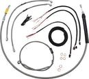Complete Stainless Braided 13 Inch Handlebar Cable/Brake Line Kit Clear-Coated / Natural For Harley Davidson FLDE 1750