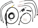 Complete Midnight Braided 13 Inch Handlebar Cable/Brake Line Kit Black / Clear-Coated / Natural For Harley Davidson FLDE 1750