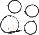 Standard Midnight Braided Handlebar Cable/Brake Line Kit Black / Clear-Coated For Harley Davidson FLHT 1750