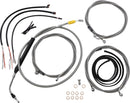 Complete Stainless Braided Handlebar Cable/Brake Line Kit Clear-Coated / Natural For Harley Davidson FLHT 1750 - 38 CM - 43 CM
