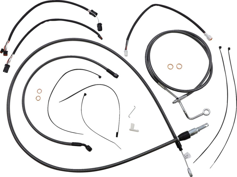 KARBONFIBR Designer Handlebar Installation Kit Carbon Fiber / Silver For Harley Davidson FLTRK 1868 ABS - 30.5 CM - 35.5 CM