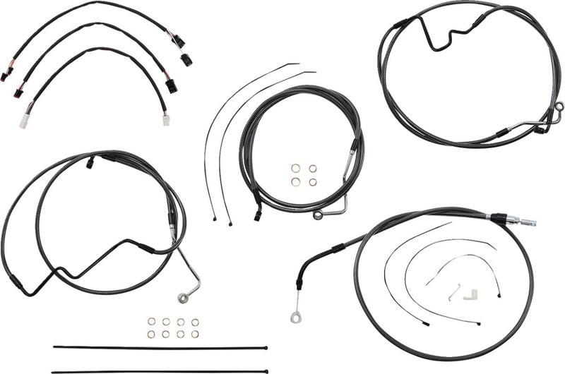 Black Pearl™ Designer Handlebar Installation Kit Black For Harley Davidson FLH 1868 ABS - 38 CM - 43 CM