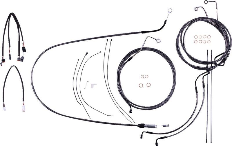 KARBONFIBR Designer Handlebar Installation Kit Carbon Fiber / Silver For Harley Davidson FLH 1868 ABS - 30.5 CM - 35.5 CM