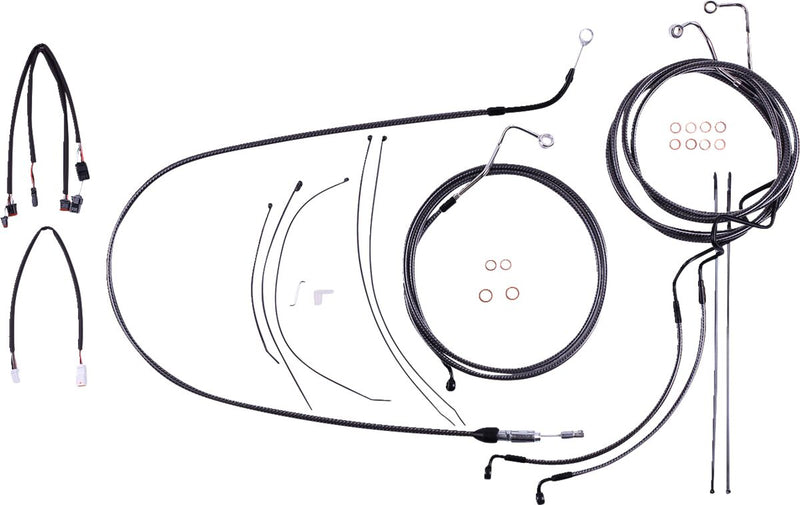 KARBONFIBR Designer Handlebar Installation Kit Carbon Fiber / Silver For Harley Davidson FLH 1868 ABS - 38 CM - 43 CM