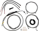 Complete Stainless Braided Handlebar Cable/Brake Line Kit Clear-Coated / Natural For Harley Davidson FLHR 1750 - 30.5 CM - 35.5 CM