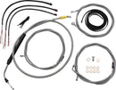 Complete Stainless Braided Handlebar Cable/Brake Line Kit Clear-Coated / Natural For Harley Davidson FLHR 1750 - 45.5 CM - 51 CM