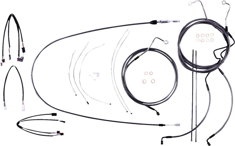 KARBONFIBR Designer Handlebar Installation Kit Carbon Fiber / Silver For Harley Davidson FLHRXS 1868 ABS - 30.5 CM - 35.5 CM