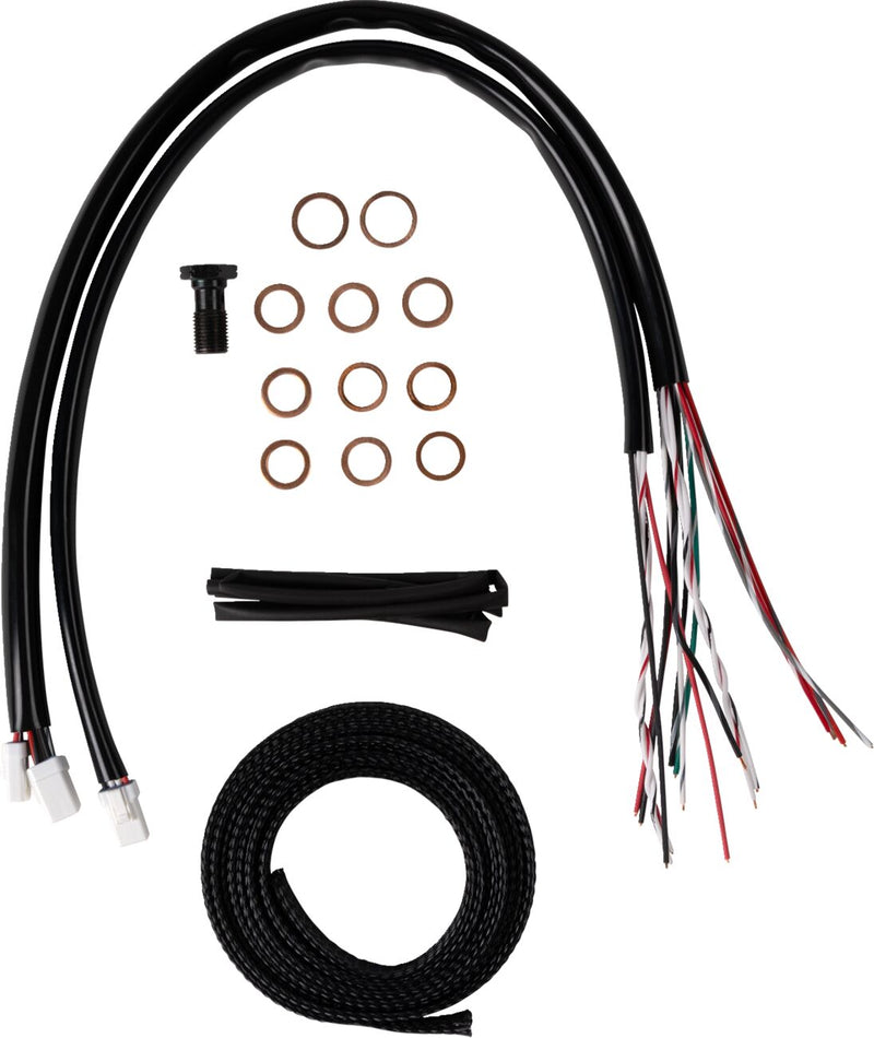 Complete Midnight Braided Handlebar Cable/Brake Line Kit Black / Clear-Coated / Natural For Harley Davidson FLHRXS 1868 - Standard