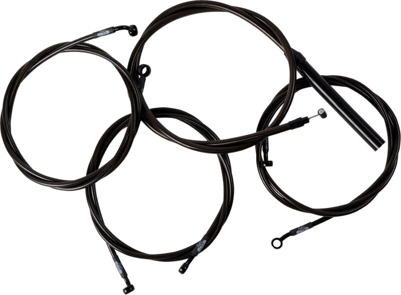 Complete Midnight Braided Handlebar Cable/Brake Line Kit Black / Clear-Coated / Natural For Harley Davidson FLHRXS 1868 - 38 CM - 43 CM