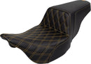 Lattice Stitch Step-Up Seat Black / Gold For Harley Davidson FLH 1868 ABS - 30.5 CM