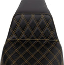 Lattice Stitch Step-Up Seat Black / Gold For Harley Davidson FLH 1868 ABS - 30.5 CM
