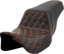 Lattice Stitch Step-Up Seat Black / Orange For Harley Davidson FLH 1868 ABS - 30.5 CM