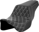 Lattice Stitch Step-Up Seat Black / White For Harley Davidson FLH 1868 ABS - 30.5 CM