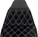 Lattice Stitch Step-Up Seat Black / White For Harley Davidson FLH 1868 ABS - 30.5 CM